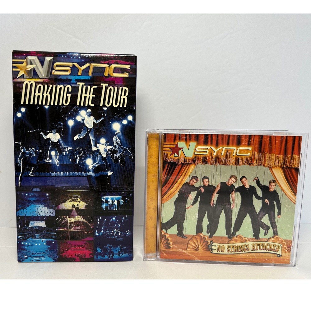 NSYNC No‎ Strings Attached CD & Making the Tour VHS Tape Music Bundle Lot Y2K